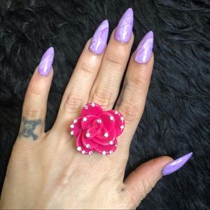 Sparkly pink rose ring
